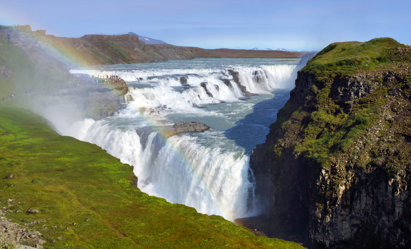 A rainbow over the upper falls of Gullfoss