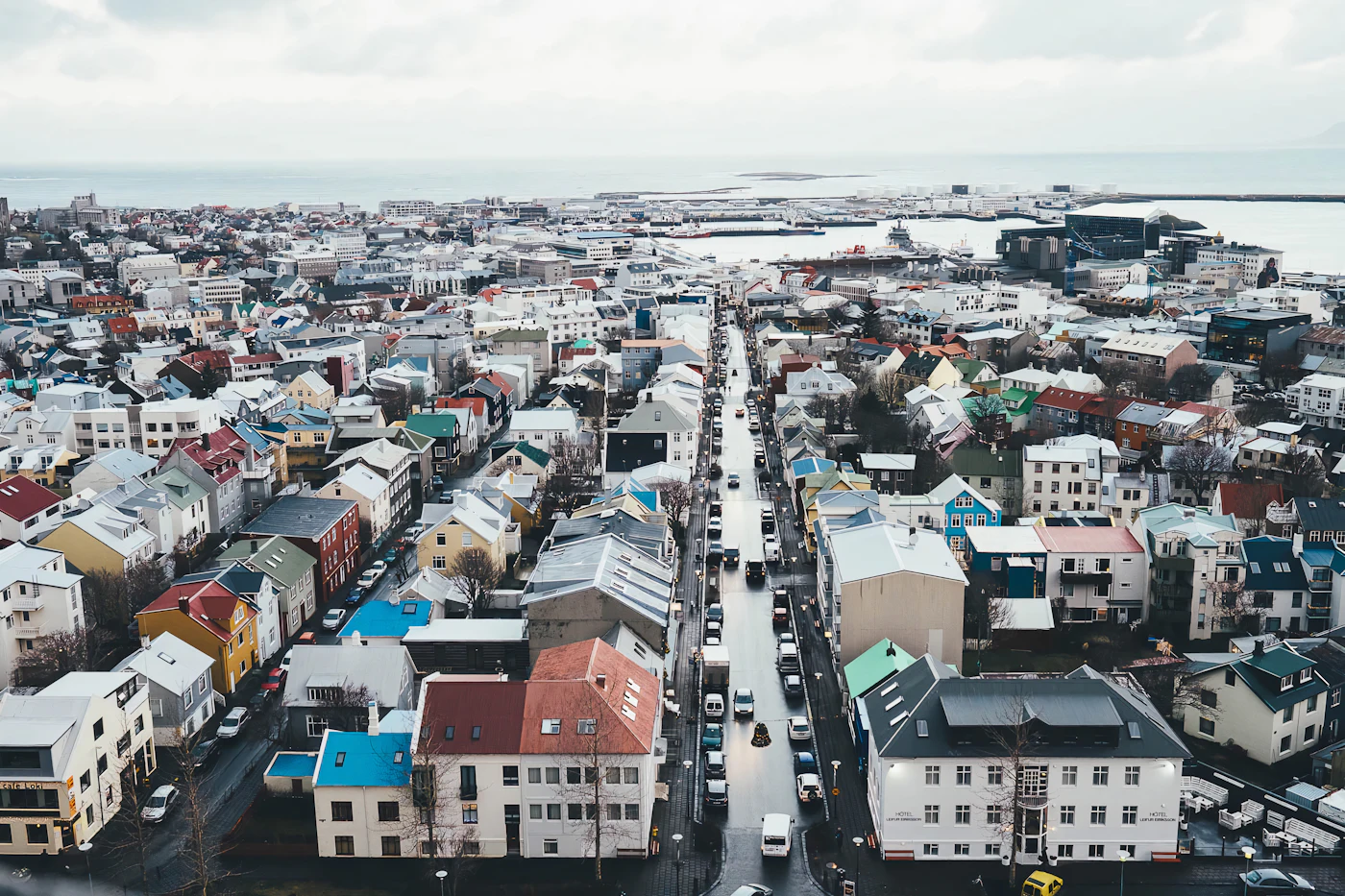 Reykjavík's colourful rooftops seen from the church tower